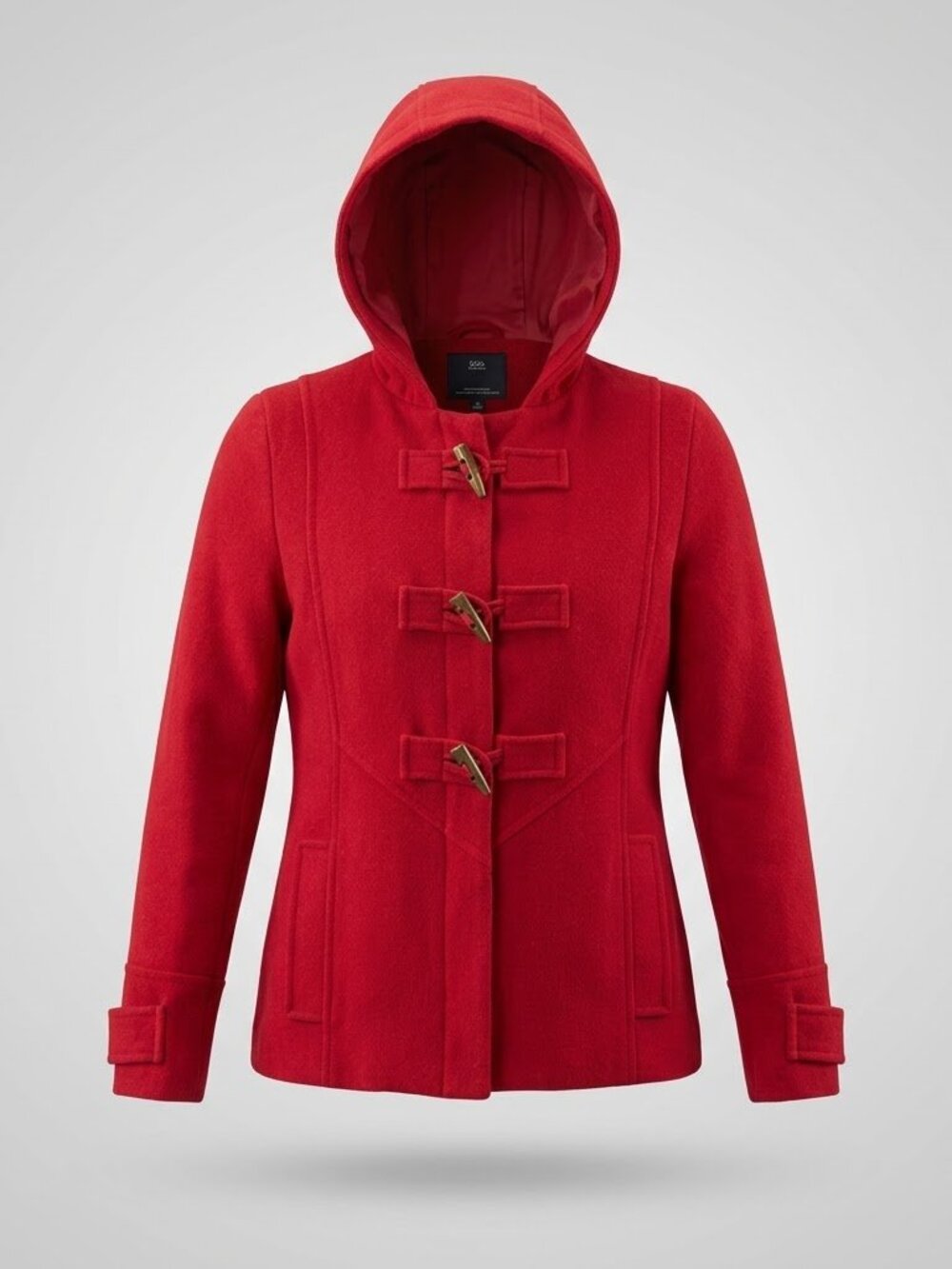 FLO Red Wool Blend Herringbone Hooded Toggle Coat - Modern M 8-10